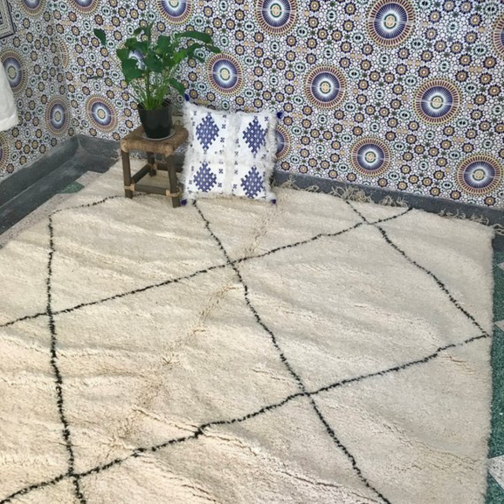 Moroccan Rug Hand-Woven Berber Carpet Wool Area Rug Wool Carpet