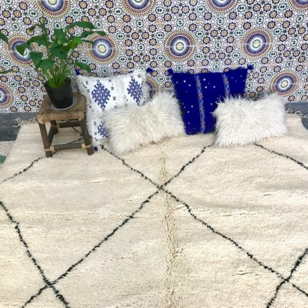 Moroccan Rug Hand-Woven Berber Carpet Wool Area Rug Wool Carpet