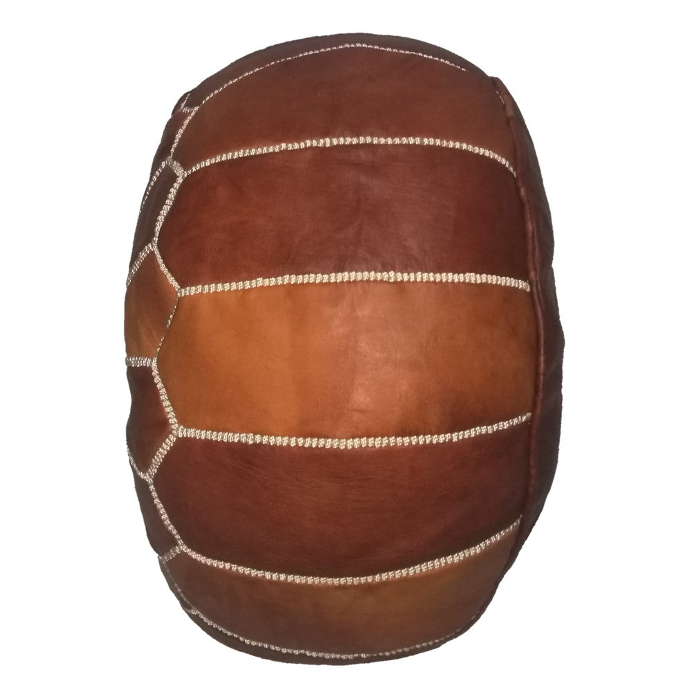 Set Of 2Geniune Moroccan handmade leather pouf Dark Almond