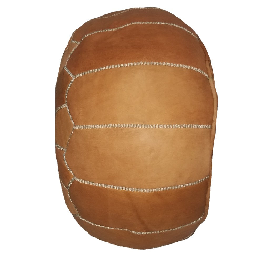 Geniune Moroccan handmade leather pouf Light Almond