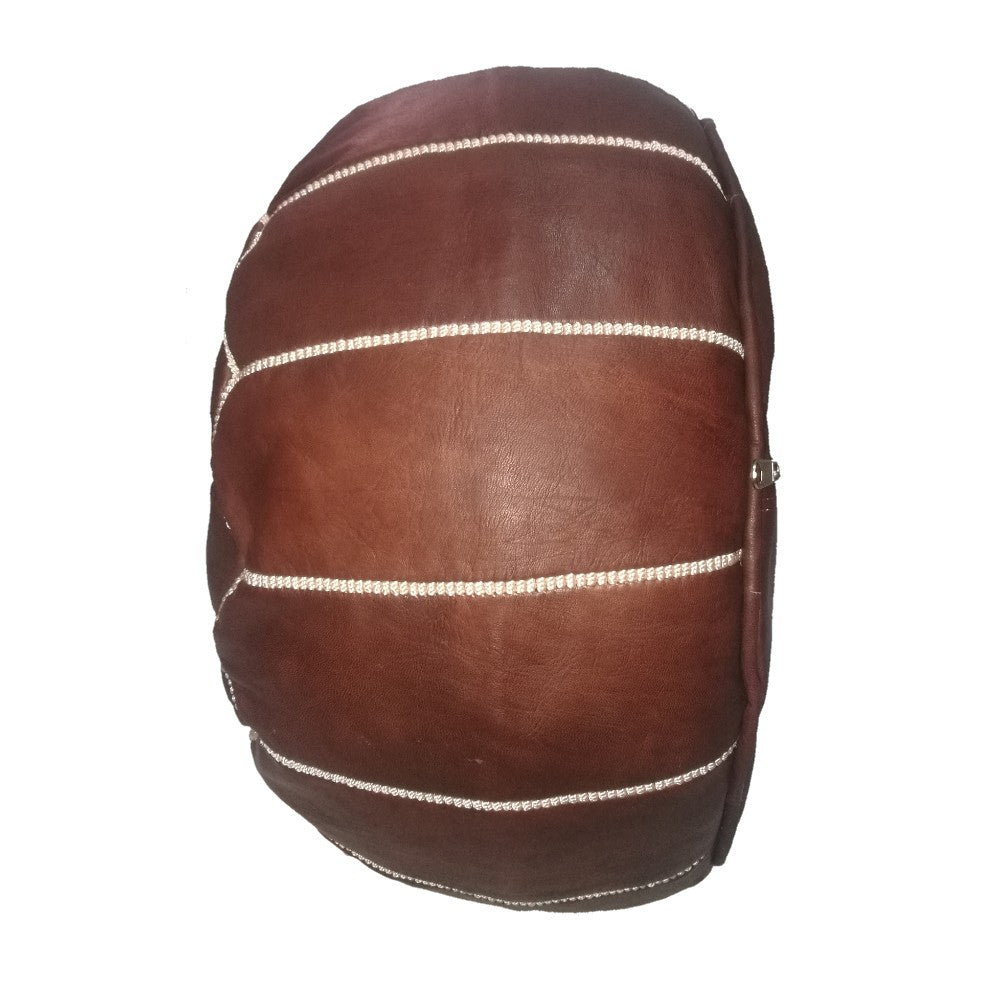 Geniune Moroccan handmade leather pouf Brown