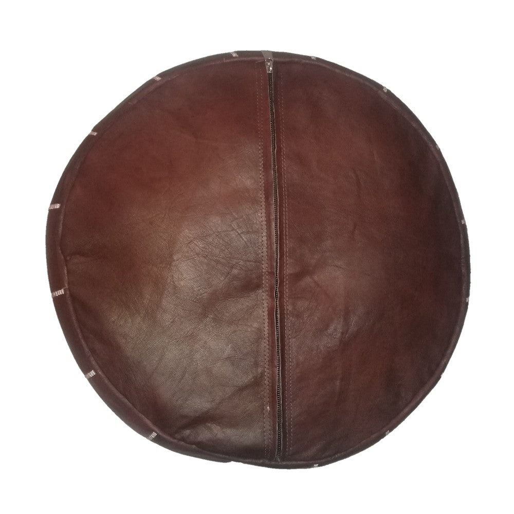 Geniune Moroccan handmade leather pouf Brown