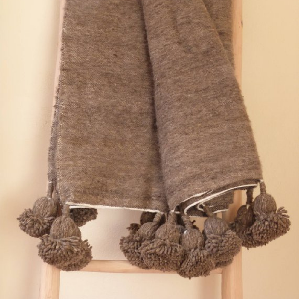 Moroccan Handmade Blanket Covered Wool Berber Gray blanket