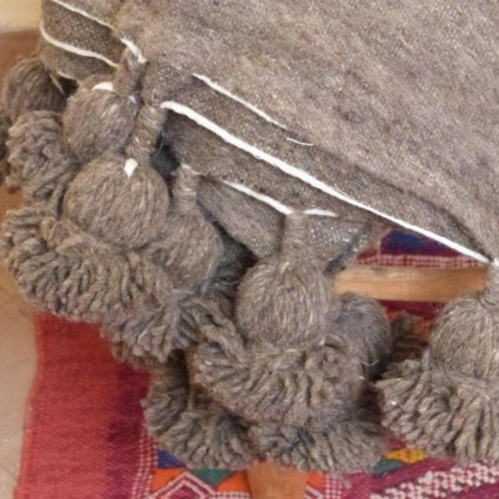 Moroccan Handmade Blanket Covered Wool Berber Gray blanket