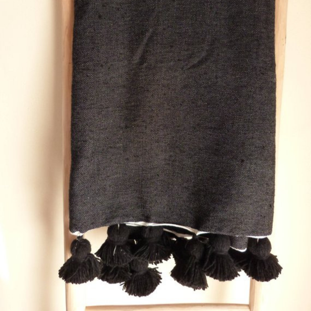 Moroccan Handmade Blanket Covered Wool Berber black