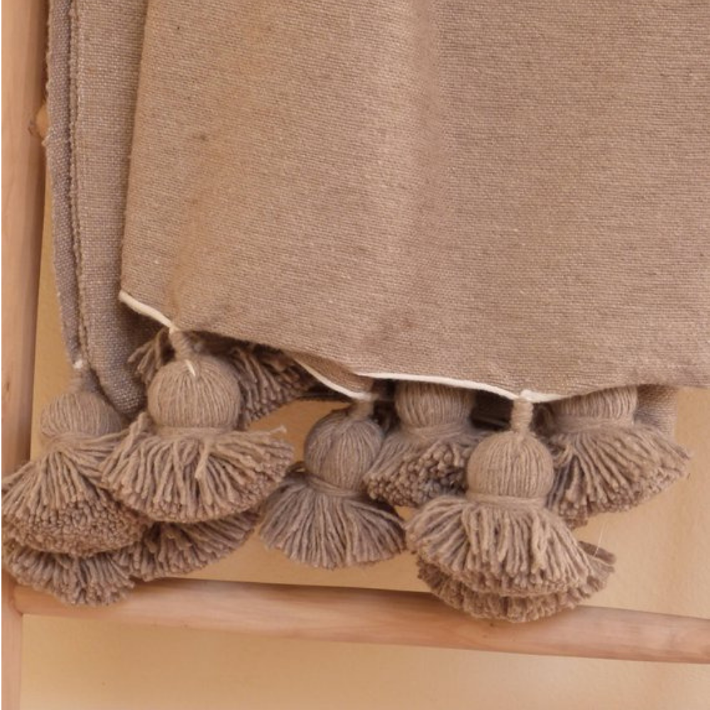 Moroccan Handmade Blanket Covered Wool Berber Biege