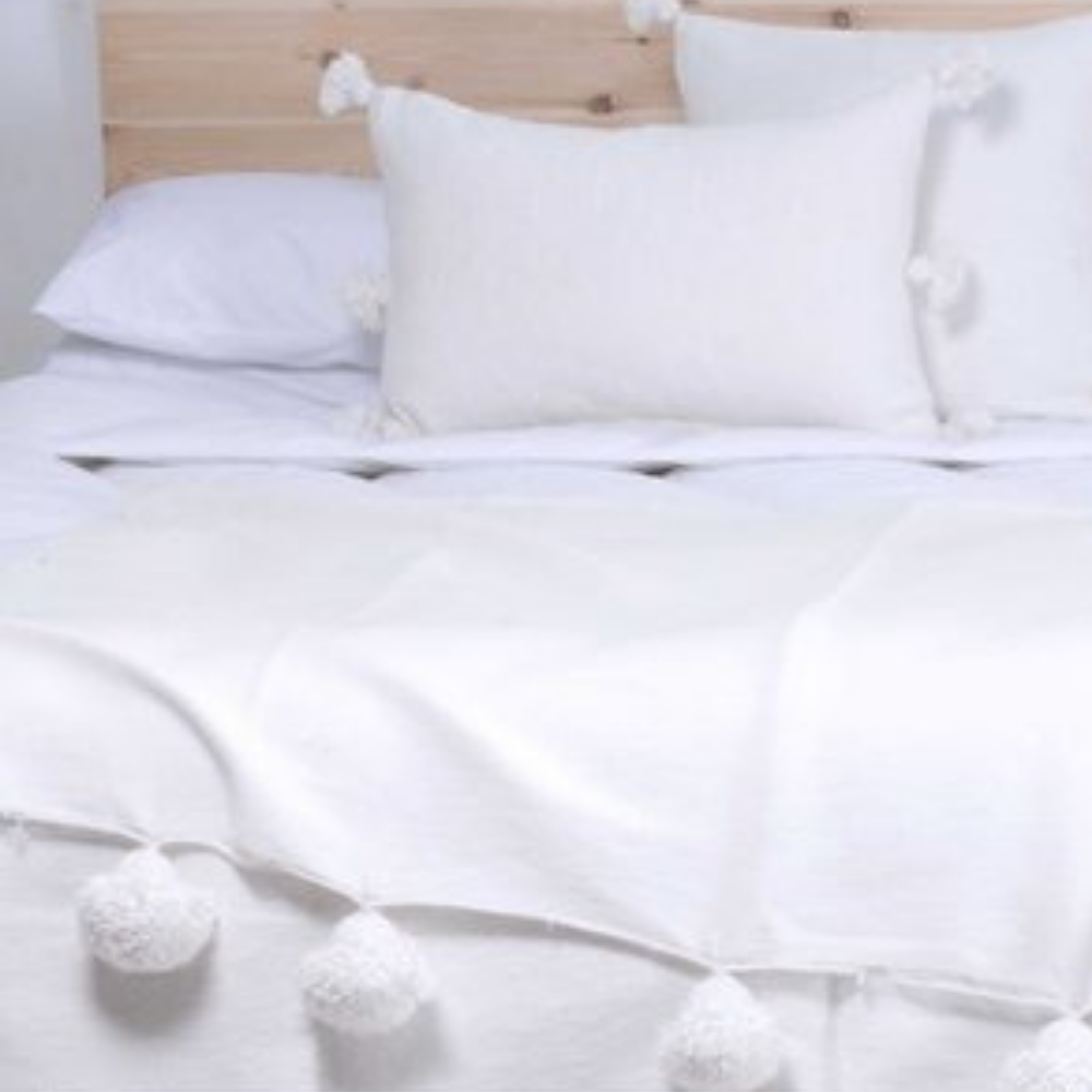 Moroccan Handmade Blanket Covered Wool Berber White blanket