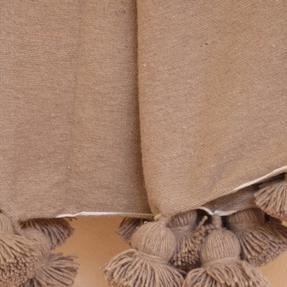 Moroccan Handmade Blanket Covered Wool Berber Biege