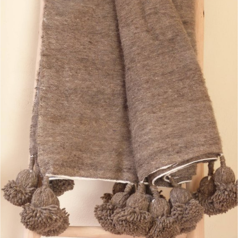 Moroccan Handmade Blanket Covered Wool Berber Gray blanket